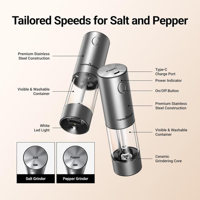 Thumbnail 5 de ThermoMaven Electric Salt and Pepper Grinder 110 ml 🧂