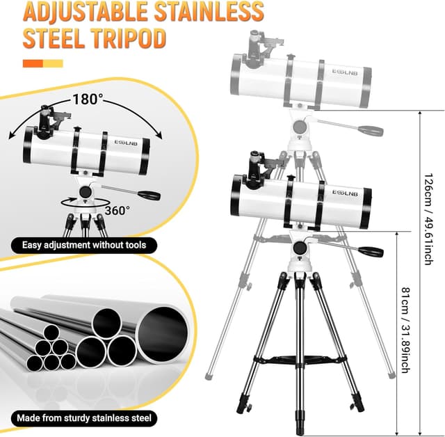 Detalle de ESSLNB ESSLNB Telescope 650130 130mm Reflector Telescope with Sky Tonight app adapter, tripod and red dot finder