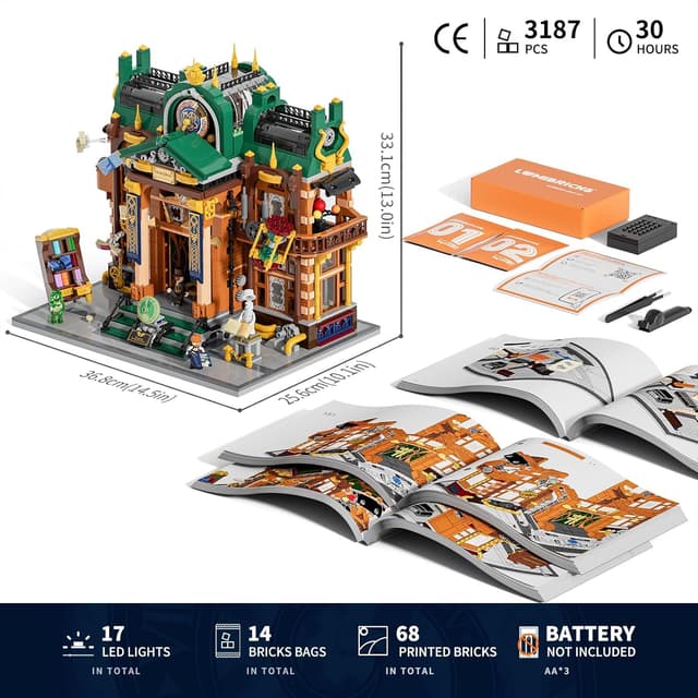 Detalle de Lumibricks Zeitriss-Bibliothek LED-Baustein-Set 3187 Teile