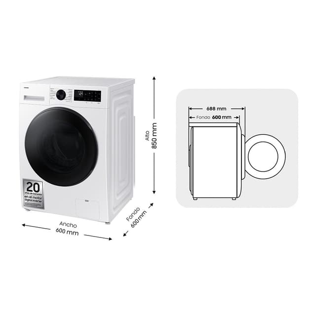 Detalle de Samsung WD11DG5B15BEEC Lavadora Secadora 11 kg