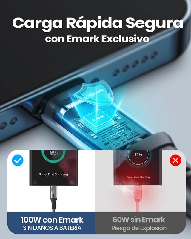 Thumbnail 5 de INIU Cable USB C a USB C 100W 2 m para MacBook y móviles