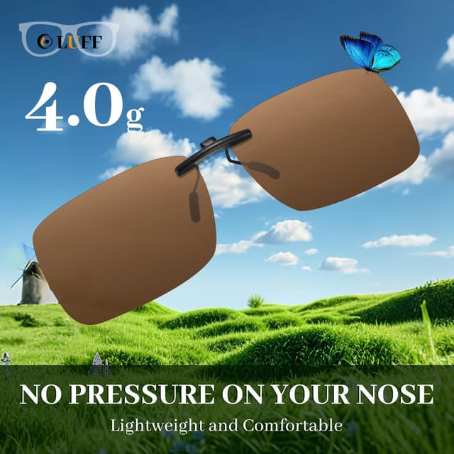 Detalle de LUFF Clip-On Polarised Sunglasses (UV400) for Prescription Glasses – 4g Secure Fit
