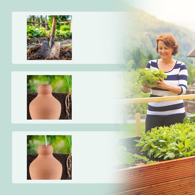 Detalle 2 de Relaxdays Sfera Irrigazione a Goccia: set da 3 olle in ceramica da 550 ml (terracotta) per irrigazione automatica