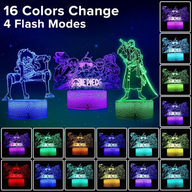 Thumbnail 2 de QQAAMZ Hǎi Zéi Wáng Lampe Luffy Veilleuse 16 couleurs