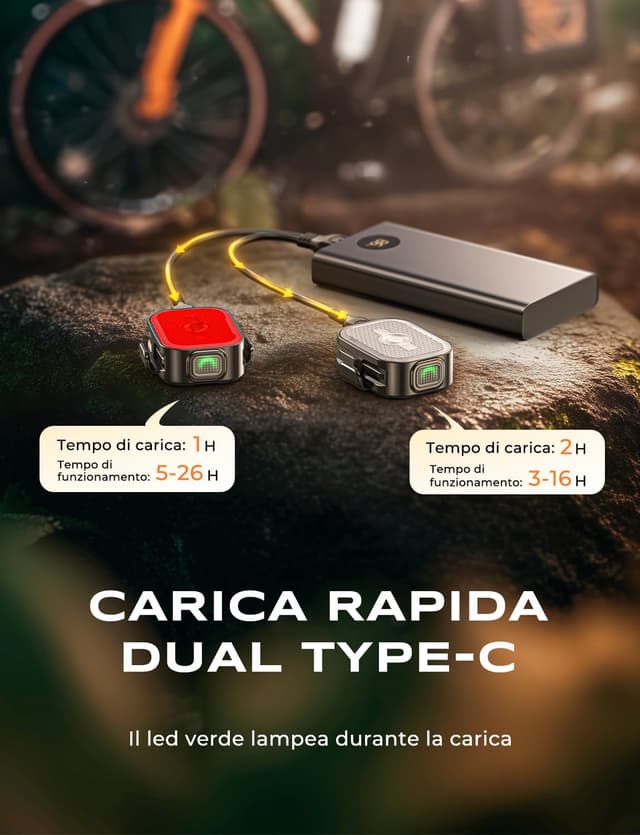 Thumbnail 4 de EOIWUY Luci bicicletta 2-in-1 ricaricabile USB-C 8+6 modalità