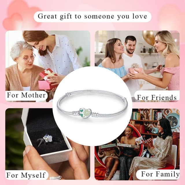 Detalle 2 de BOIGEGU Armband Damen versilbert mit Herz- und Schlangen-Gliedern (925er Silber, 19 cm)