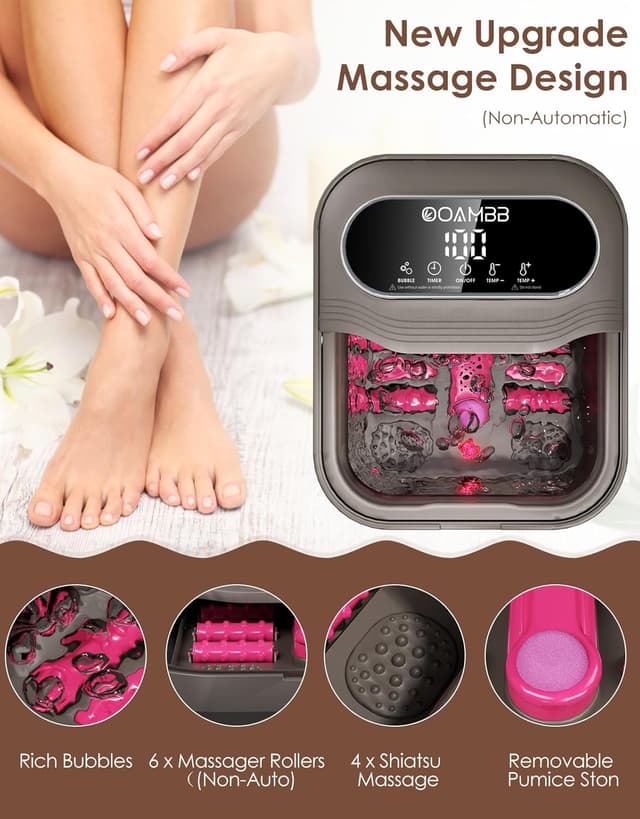 Detalle de OOAMBB Collapsible Foot Spa 95–118°F 🛀