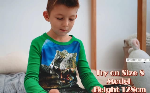 Detalle de SOIBEEN Jungen-Pyjama-Set mit Dinosauriern (4-teilig) aus Baumwolle, Langarm – für 1 bis 12 Jahre