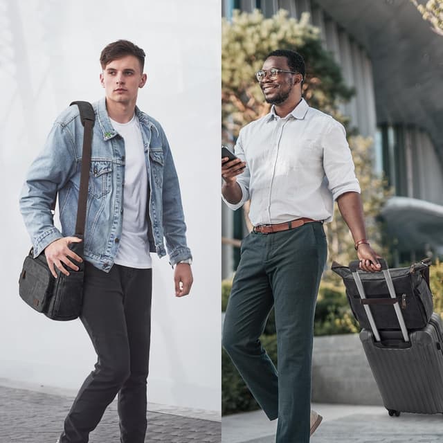 Detalle de S-ZONE messenger bag for men with crossbody strap and 13.3-inch laptop sleeve