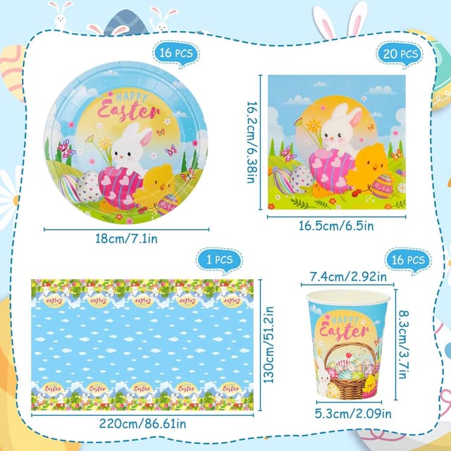 Thumbnail 2 de Easter Party Tableware Set for 16 People