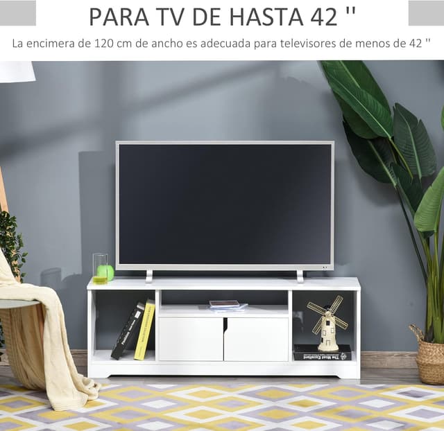 Thumbnail 2 de HOMCOM Mueble TV 42" Blanco 120x30x41 cm