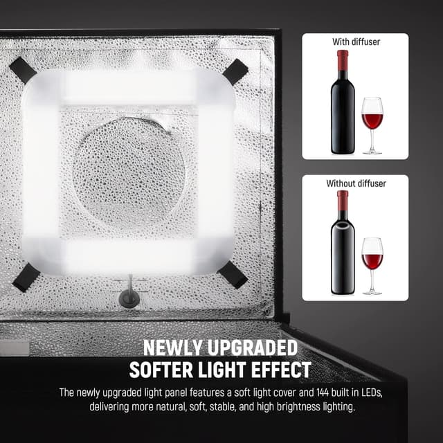 Detalle de NEEWER 40W Upgraded Photo Studio Light Box (16x16 in) with 4 Backdrops, 5600K 144 LEDs, LP40