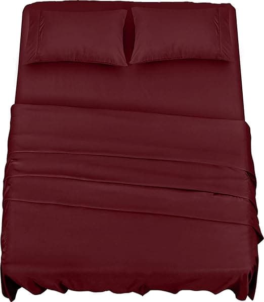 Detalle de Utopia Bedding Sábanas 4 Piezas 180x200 - Burdeos