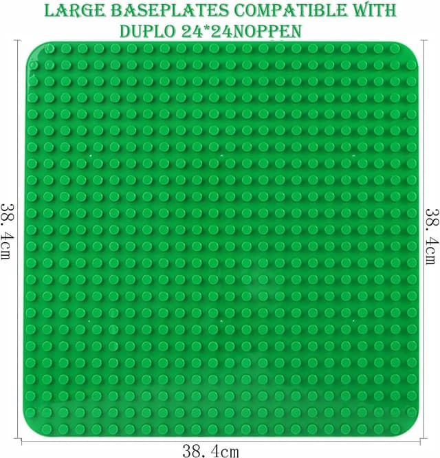 Detalle de Große Bauplatte 38,4 × 38,4 cm im 3er-Set (kompatibel mit Classic Platten) – Grün/Grau/Hellgrün