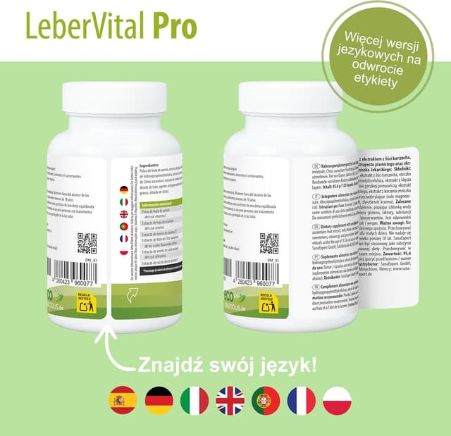 Detalle de SanaExpert LeberVital Pro integratore naturale per fegato e depurazione con cardo mariano, curcuma e vitamina C (120 capsule)