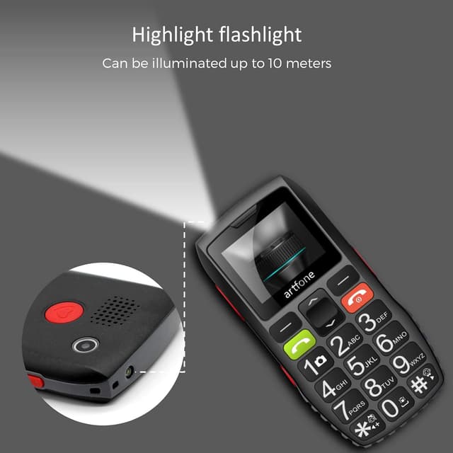 Detalle de artfone C1 Unlocked Senior Big Button Mobile Phone with SOS Emergency Button (1400mAh)