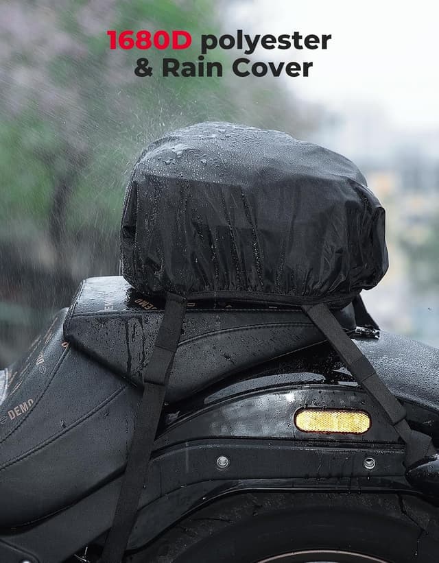 Detalle de KEMIMOTO Borsa posteriore moto espandibile 7-12L, impermeabile con copertura antipioggia (nera)