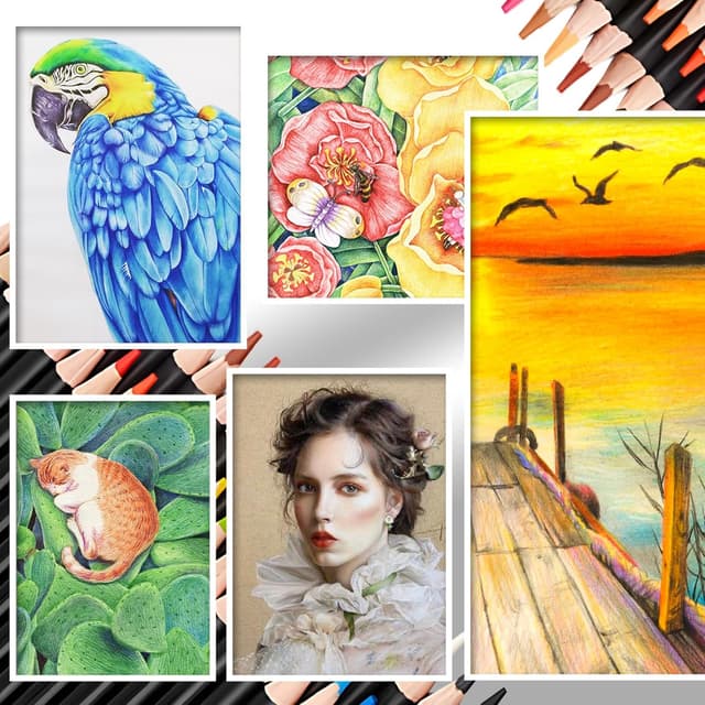 Detalle de Yucanuva 120 Oil-Based Colouring Pencils Set for Adults (Zipper Case, Sharpener & Eraser)