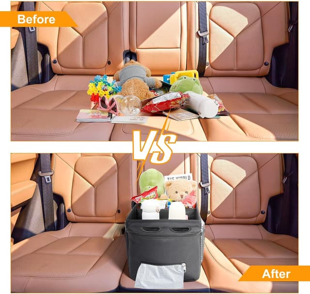 Detalle de Romon Organizer Auto per bagagliaio e sedili anteriori/posteriori con divisorio, maniglie e tasche in rete