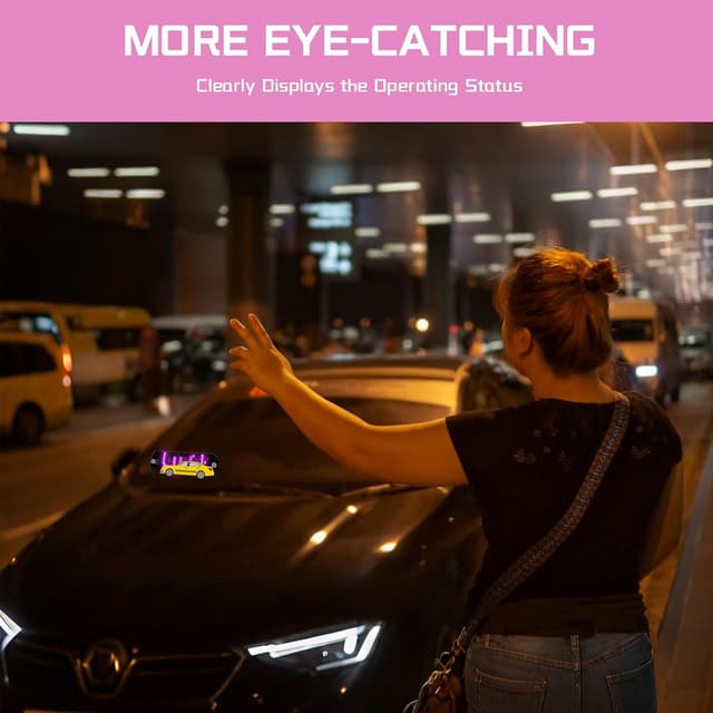 Detalle 2 de LED Light for Car Windshield Sign (Pink) with Suction Cups, Hook-and-Loop Cable Ties and USB Plug