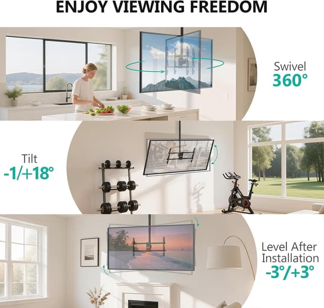 Detalle de WALI CM3790XL Ceiling TV Mount for 37-90