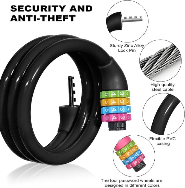 Thumbnail 2 de Ainiv 4-Digit Password Bicycle Lock