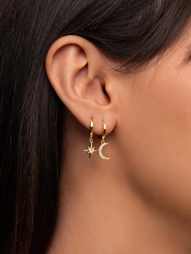 Thumbnail 3 de SINGULARU Pendientes Polar Moon Spark, Plata 925