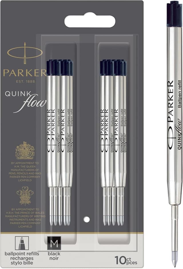 Detalle de Parker Ballpoint Refills Medium Black QUINKflow 10