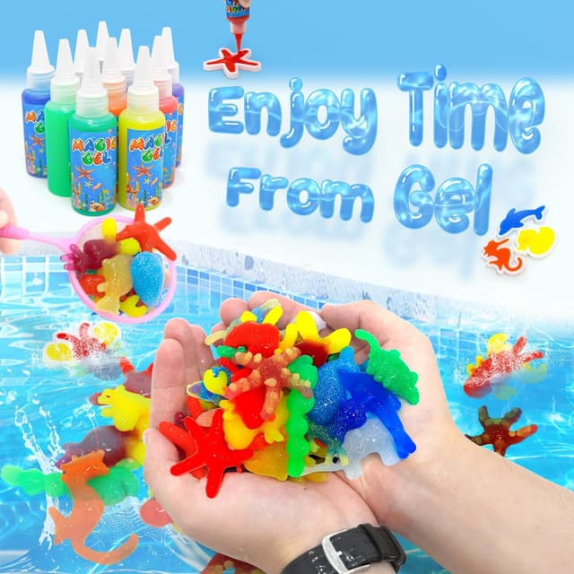 Detalle 2 de Flavery Magic Water Elf 3D Aqua Gelz Set mit 20 Farben & 24 Formen – Bastelset für Kinder ab 6 Jahren