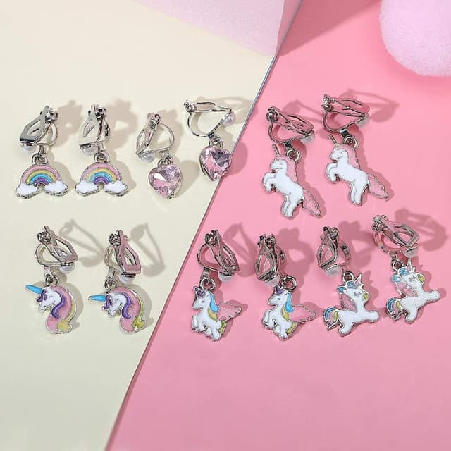 Detalle de Pinkgarden Clip On Earrings for Girls set of unicorn designs (pretend play & dress-up)
