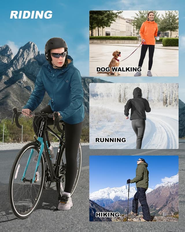 Detalle de Outdoor Ventures Damen wasserdichte Softshelljacke mit Kapuze – winddicht und für Übergangszeit