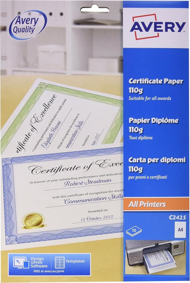 Detalle de Avery C2425 A4 Certificate Paper