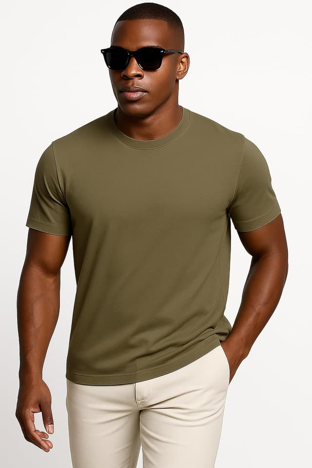 Detalle de Leif Nelson LN920 T-shirt d’été homme à col rond en coton, coupe slim