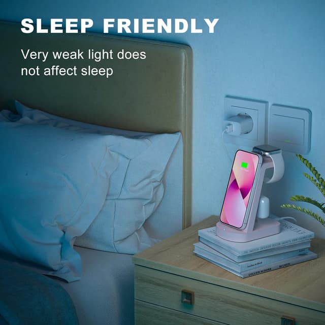 Detalle 2 de INNISTO 3 in 1 caricatore wireless Rosa