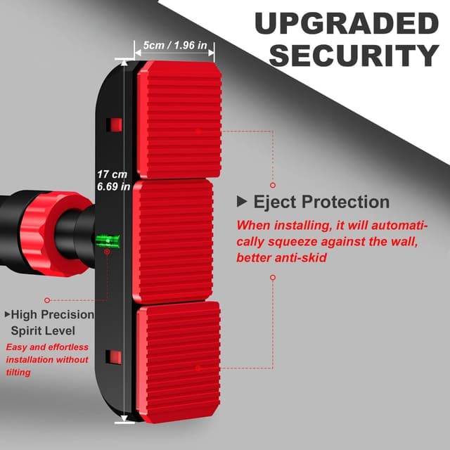Detalle 2 de RHINOSPORT Klimmzugstange für den Türrahmen (69–92 cm) ohne Schrauben, bis 200 kg, drehbares Zahnradschloss