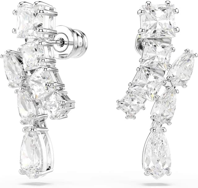 Detalle 2 de Swarovski Pendientes Matrix blancos, baño de rodio 💍