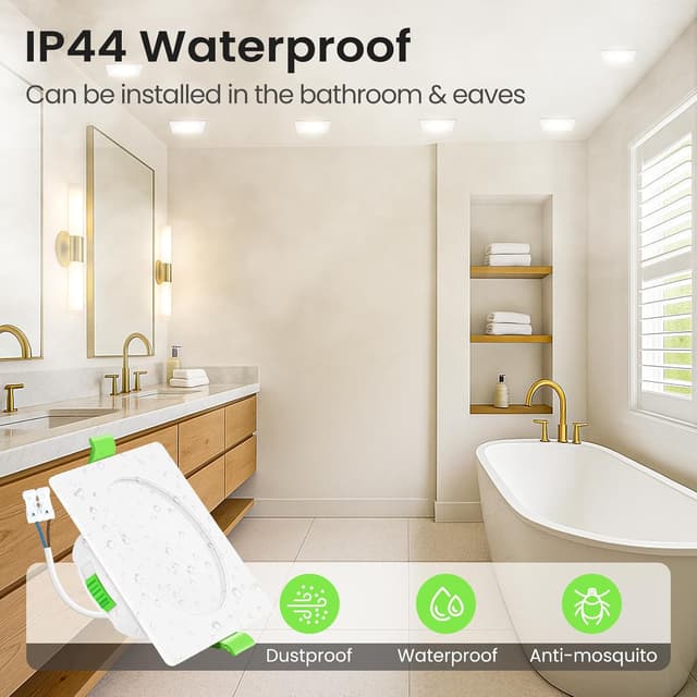 Detalle de ALUSSO LIGHTING LED Einbaustrahler 230V „Light 7W“ – flache, dimmbare 6er-Set IP44 mit 3 Farbtemperaturen