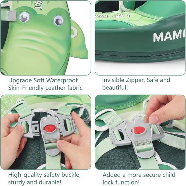 Detalle de Mambobaby Float Add Tail Baby Swim Float with Canopy (Crocodiles) — Non-Inflatable Infant Trainer