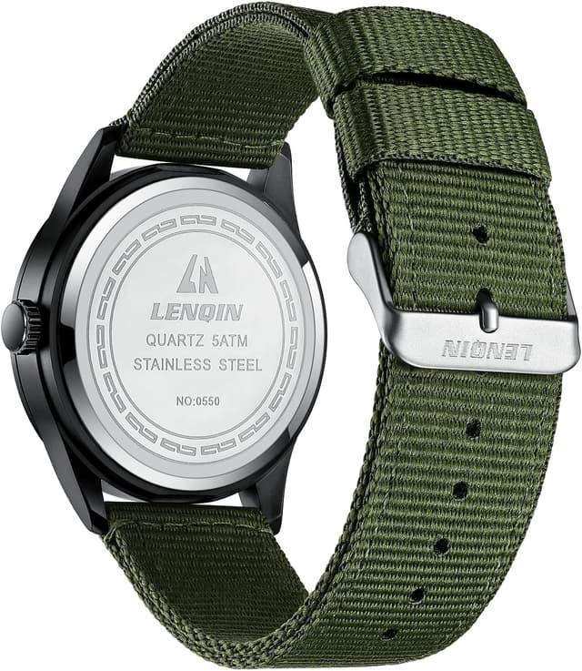 Thumbnail 1 de LENQIN Militäruhr Herren mit Datum 30M Nylon-Armband