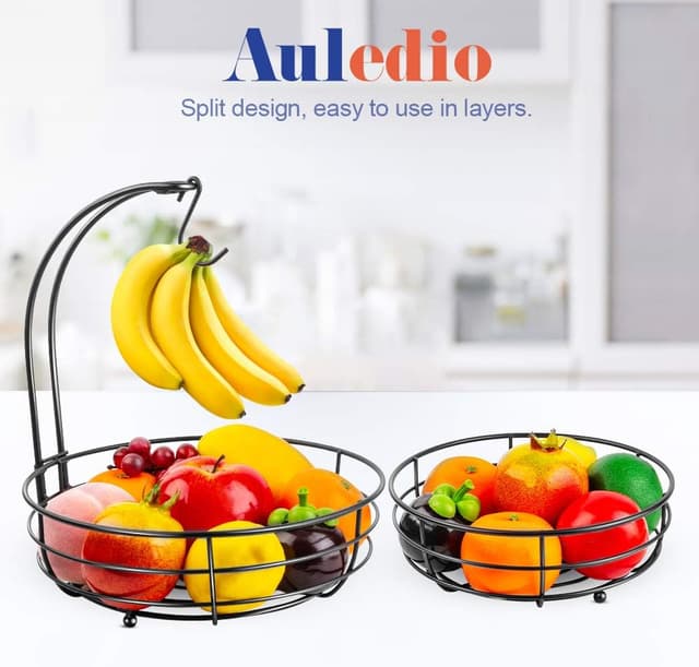 Detalle de Auledio Iron 2-Tier Fruit Basket 64 oz ๐