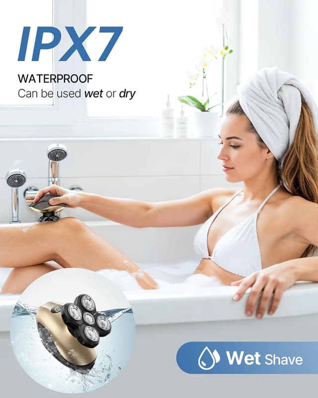 Detalle de Electric Razors for Women 5-in-1 Rechargeable Body Shaver (Gold) with IPX7 Wet/Dry Design