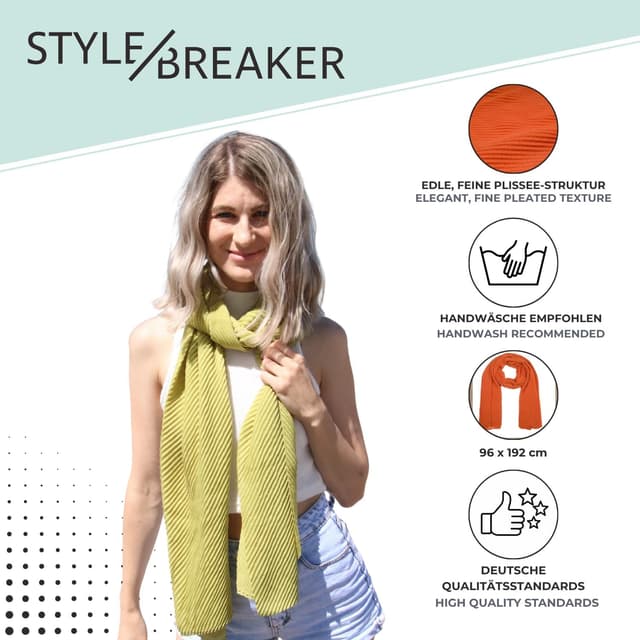 Thumbnail 3 de styleBREAKER Sciarpa donna 96x192 cm plissettata