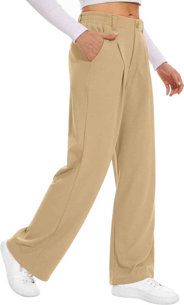 Detalle de Desol Waffel-Long-Palazzo-Hose für Damen mit Taschen – Sommerhose mit weitem Bein