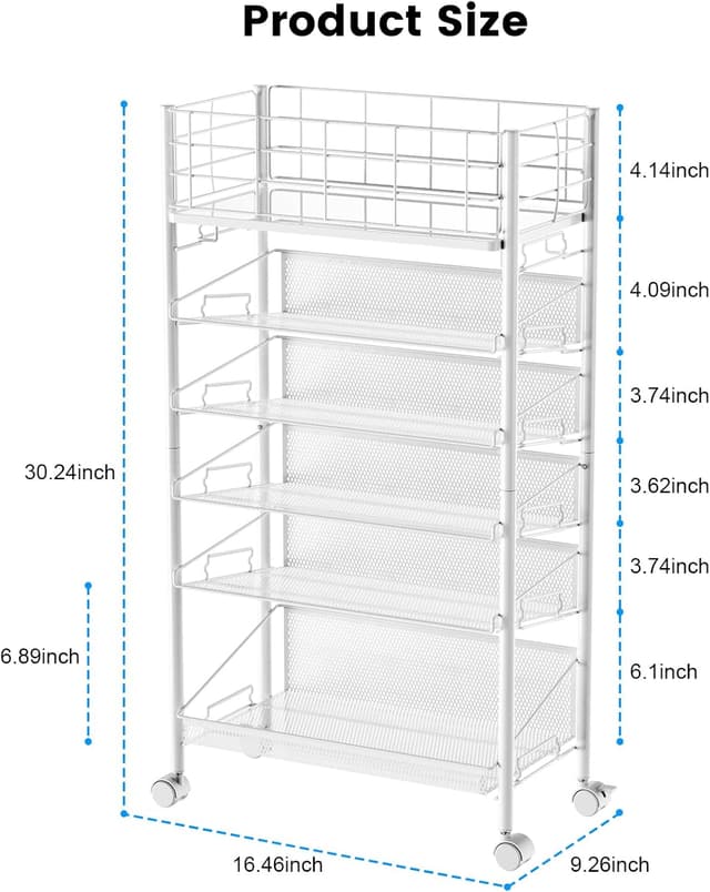Thumbnail 6 de Shrivee Carrello Portadocumenti 6 Ripiani Bianco