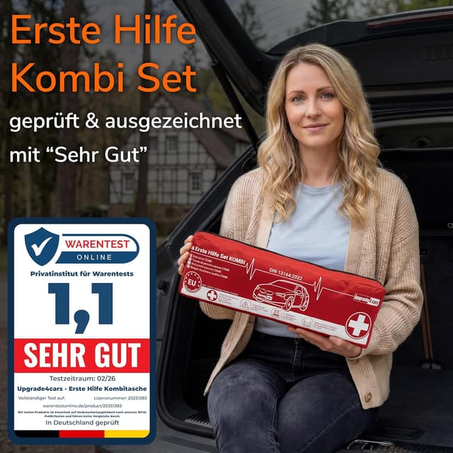 Detalle 2 de Upgrade4cars Auto-Verbandskasten 2026 nach DIN 13164:2022 mit Warndreieck & Warnweste