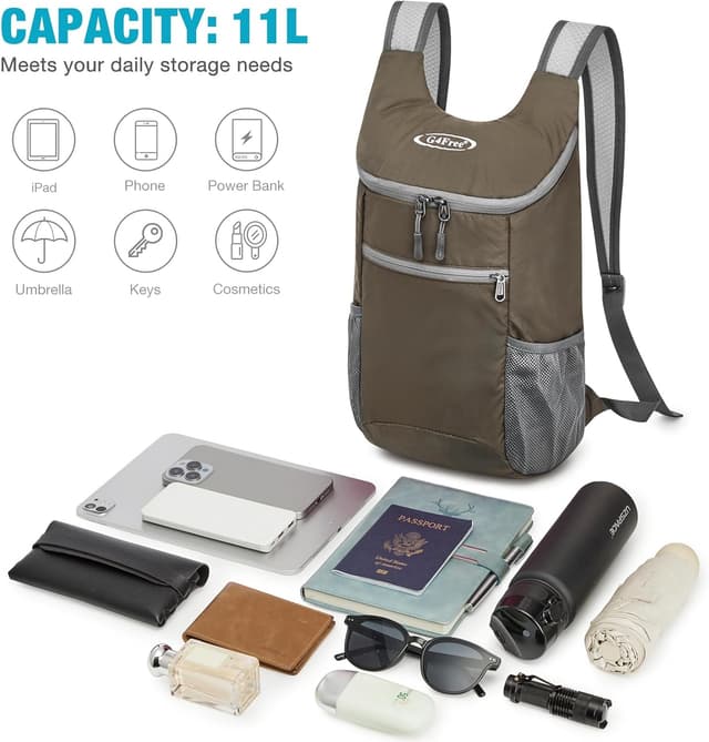 Thumbnail 6 de G4Free 11L Ultra Lightweight Backpack (Small Foldable Rucksack) – unisex daypack for hikes, cycling and everyday trips