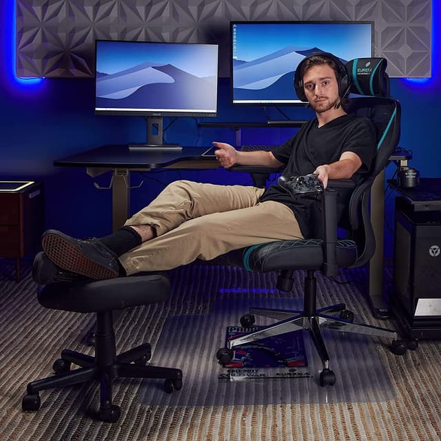 Detalle de EUREKA ERGONOMIC Height Adjustable Under Desk Footrest Rolling Stool with Wheels (Black)