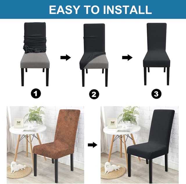 Detalle de Ystyle housse de chaise extensible universelle (lot de 6) en gris