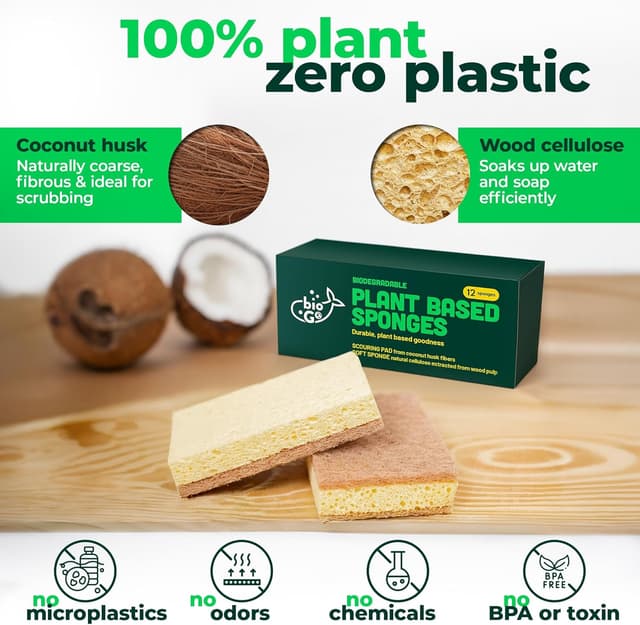 Thumbnail 2 de bioGo 12 Pack Biodegradable Sponges