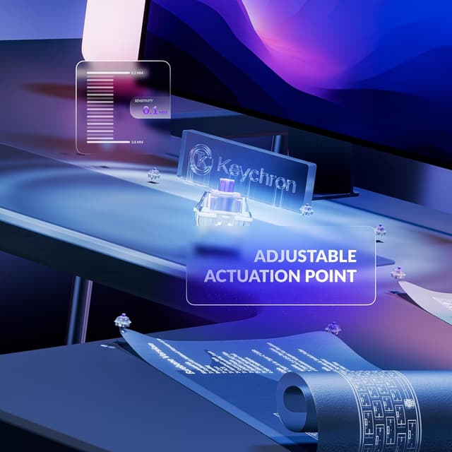 Detalle 2 de Keychron Q1 HE Wireless Gaming Keyboard (75% ISO UK) with Hall Effect Switches, Bluetooth 5.1/2.4GHz & Hot-Swap – Shell White